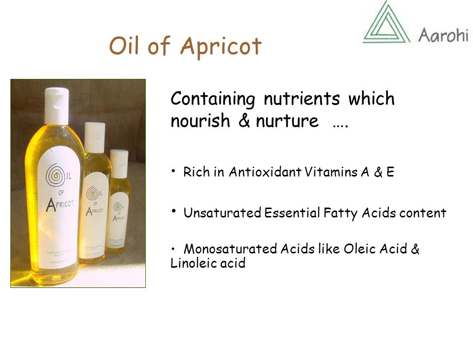 Oil of Apricot Containing nutrients which nourish & nurture ….