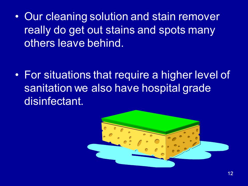 Our cleaning solution and stain remover really do get out stains and spots many others leave behind.