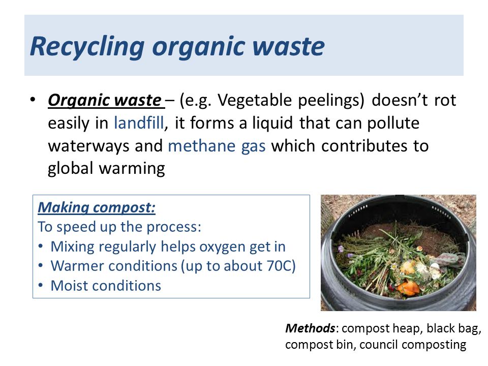 Recycling organic waste Organic waste – (e.g.