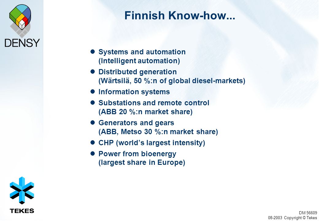 DM Copyright © Tekes Finnish Know-how...