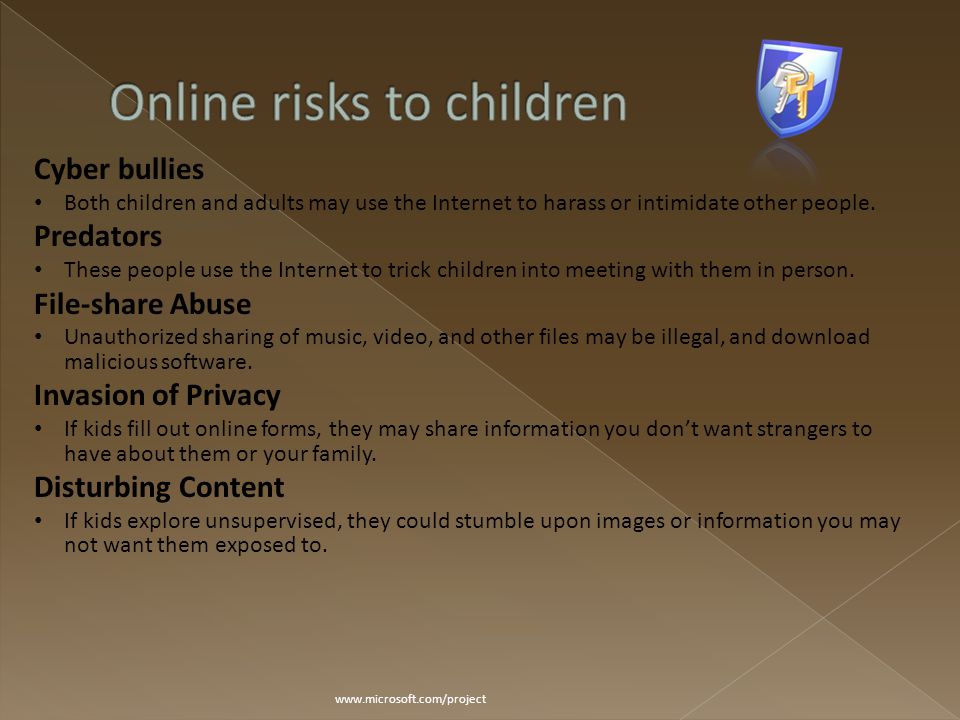 Cyber bullies Both children and adults may use the Internet to harass or intimidate other people.