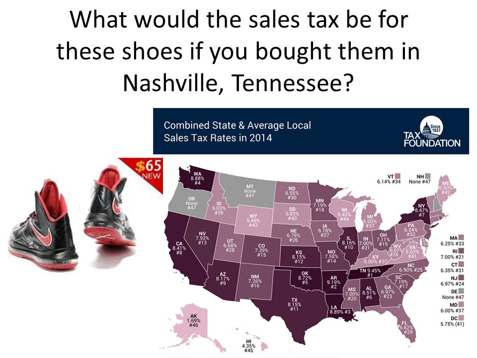 What would the sales tax be for these shoes if you bought them in Nashville, Tennessee