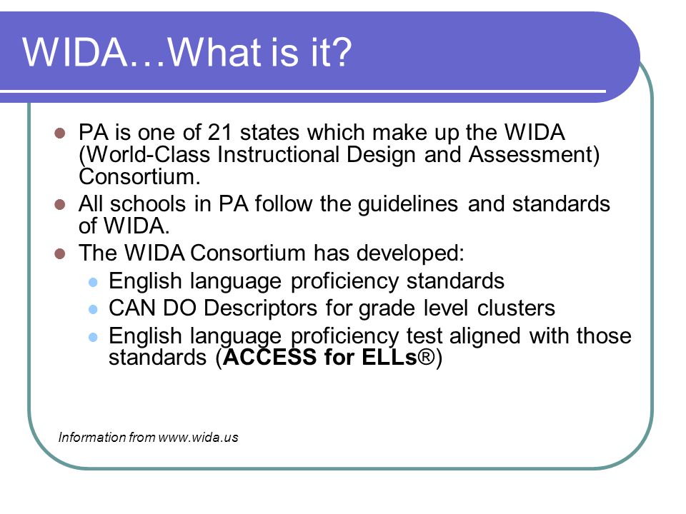 WIDA…What is it.