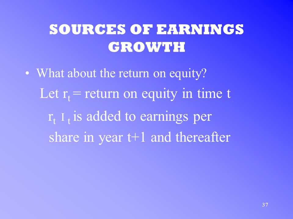 37 SOURCES OF EARNINGS GROWTH What about the return on equity.