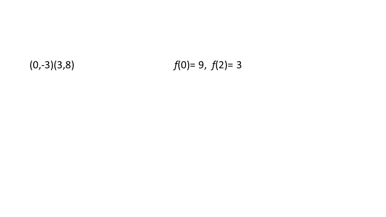 (0,-3)(3,8)f(0)= 9, f(2)= 3