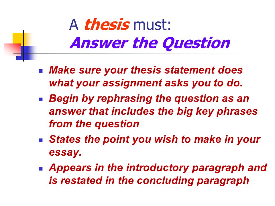 Make sure your thesis statement does what your assignment asks you to do.
