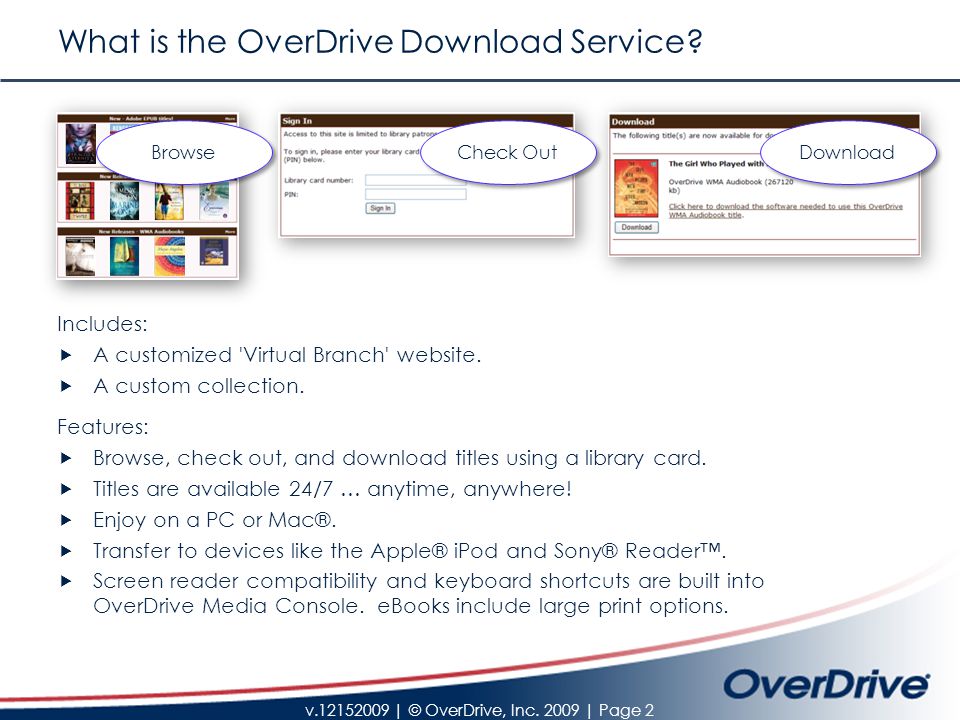v | © OverDrive, Inc | Page 2 What is the OverDrive Download Service.