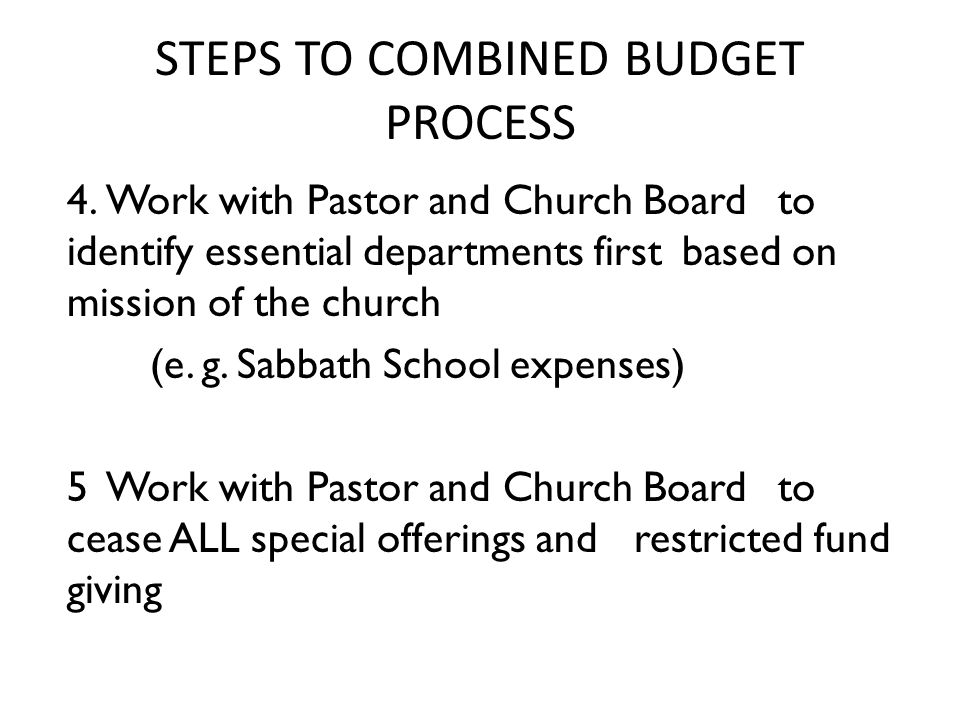 STEPS TO COMBINED BUDGET PROCESS 4.