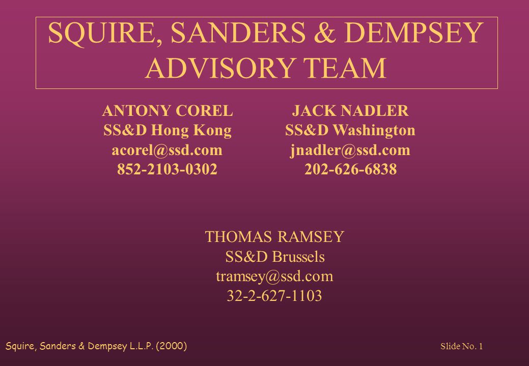 Squire, Sanders & Dempsey L.L.P. (2000) Slide No.