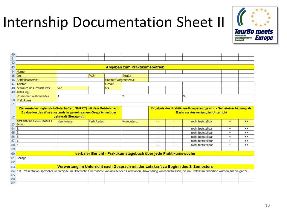 Internship Documentation Sheet II 13