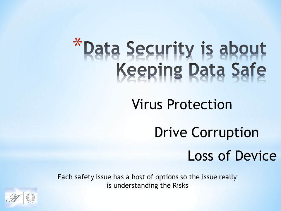 Virus Protection Drive Corruption Loss of Device Each safety issue has a host of options so the issue really is understanding the Risks