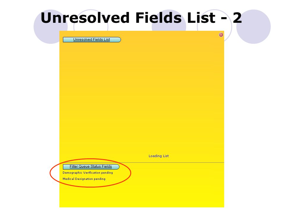 Unresolved Fields List - 2