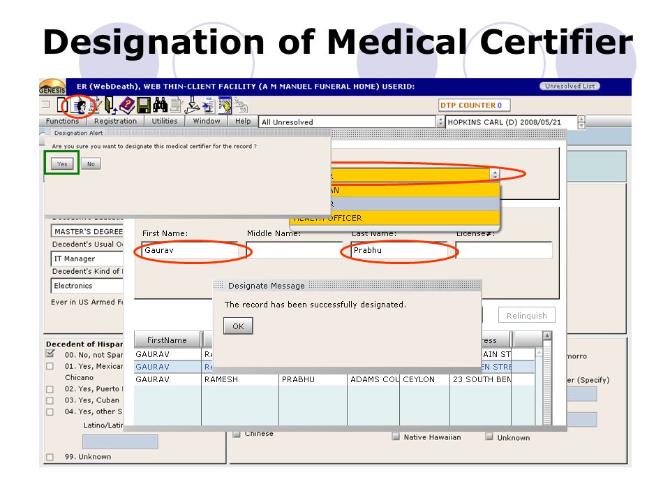 Designation of Medical Certifier