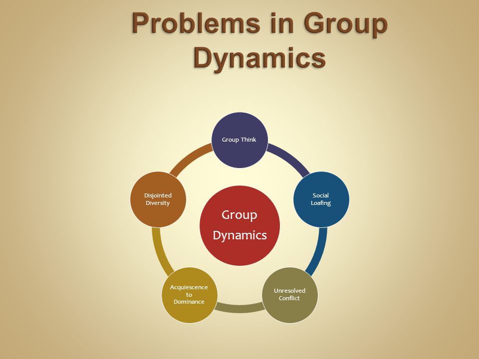 Group Dynamics Group Think Social Loafing Unresolved Conflict Acquiescence to Dominance Disjointed Diversity