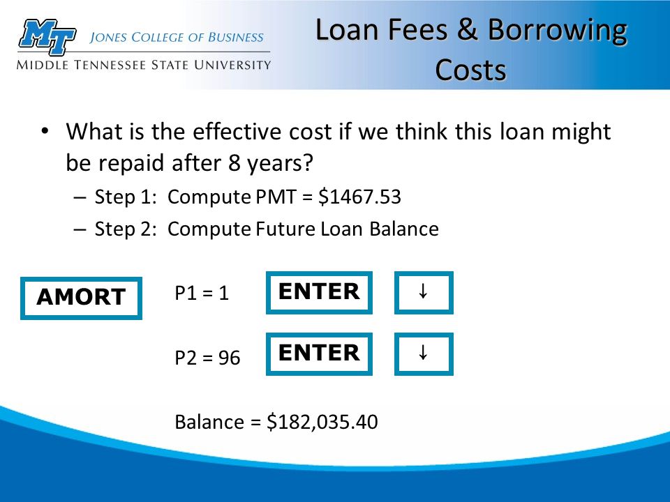 Loan Fees & Borrowing Costs What is the effective cost if we think this loan might be repaid after 8 years.