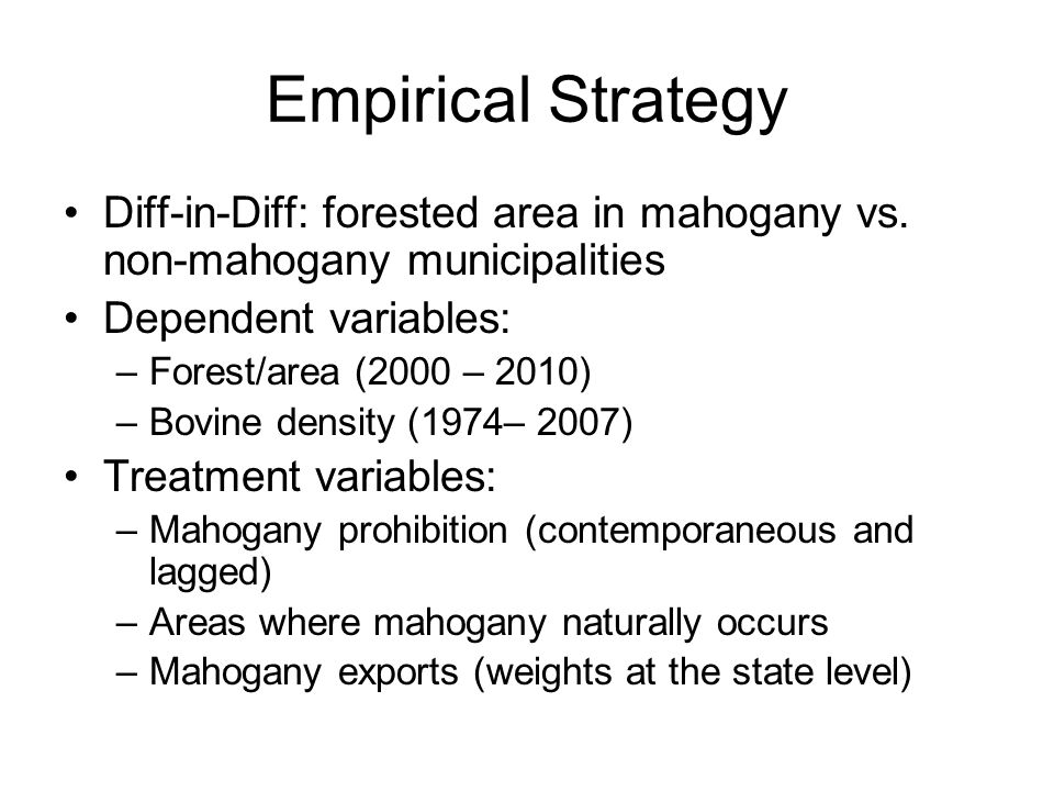 Empirical Strategy Diff-in-Diff: forested area in mahogany vs.