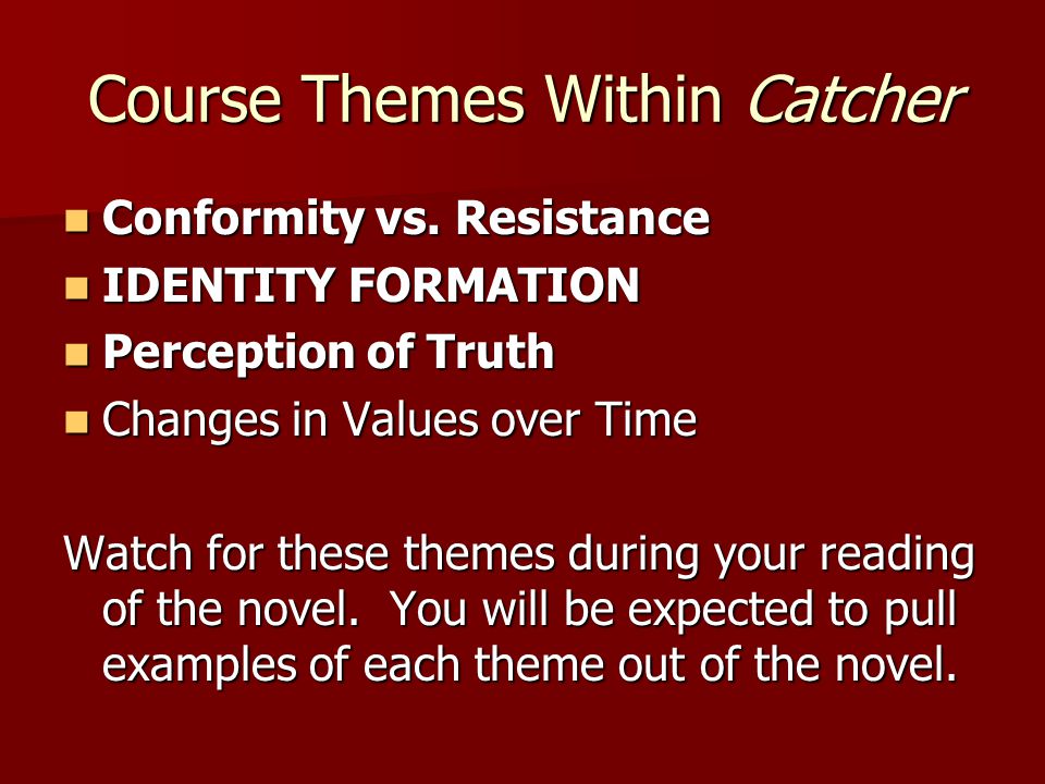 Course Themes Within Catcher Conformity vs. Resistance Conformity vs.