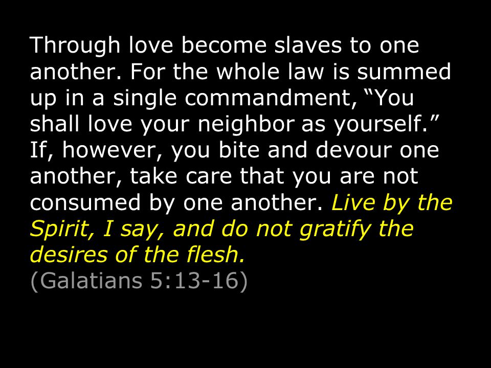 Through love become slaves to one another.