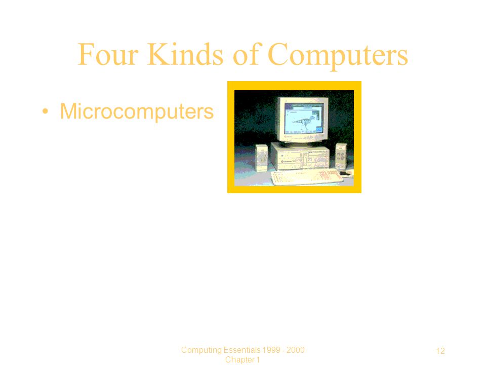 12 Computing Essentials Chapter 1 Four Kinds of Computers Microcomputers