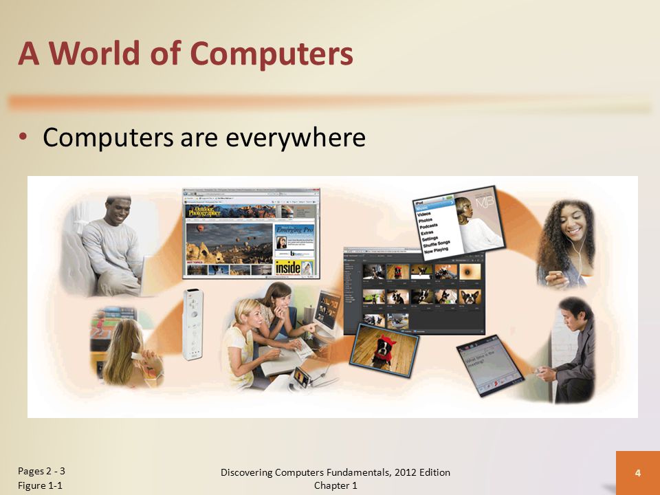 A World of Computers Computers are everywhere Discovering Computers Fundamentals, 2012 Edition Chapter 1 4 Pages Figure 1-1