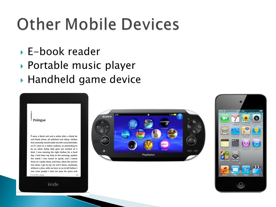  E-book reader  Portable music player  Handheld game device