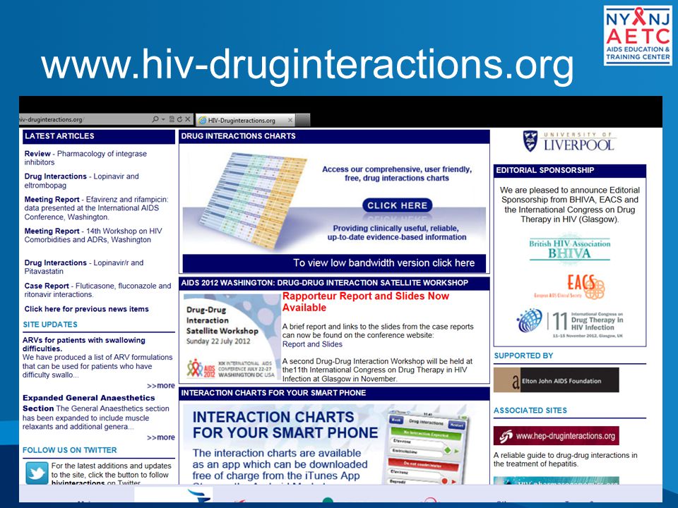 Hiv Drug Interactions Chart