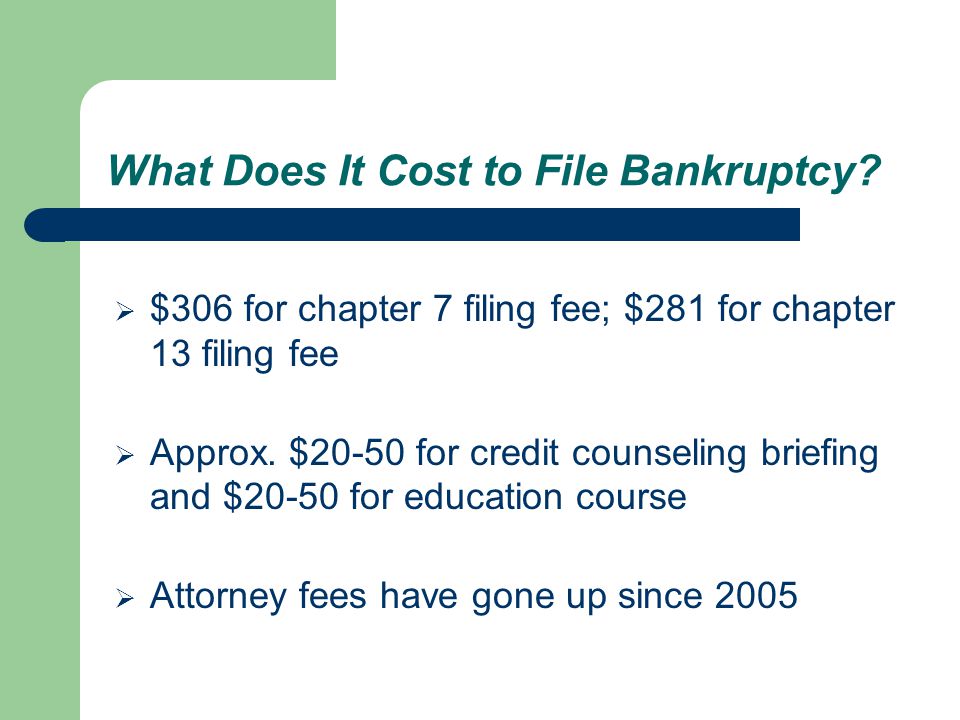 What Does It Cost to File Bankruptcy.