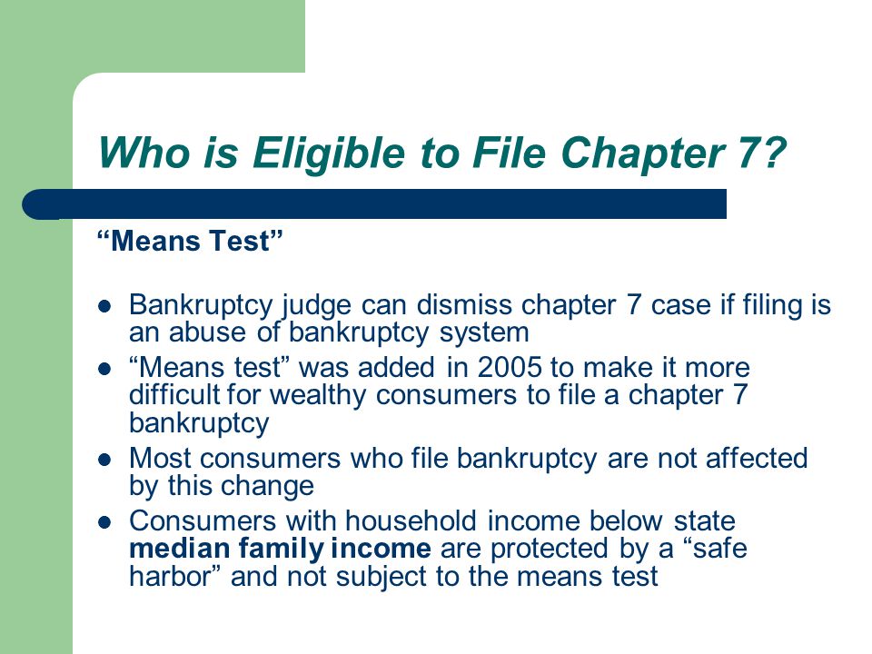 Who is Eligible to File Chapter 7.
