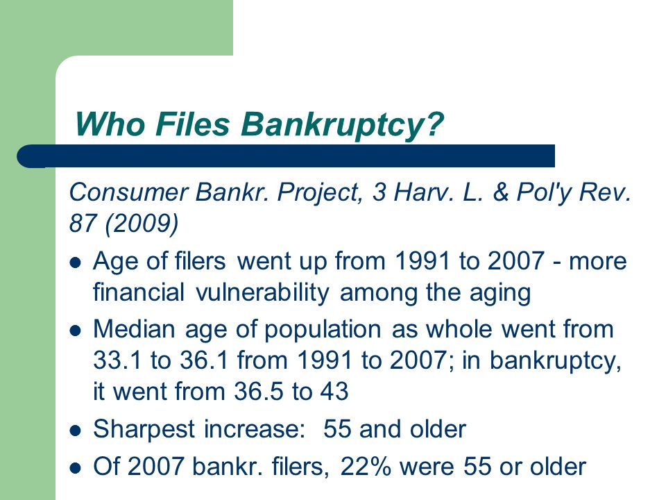 Consumer Bankr. Project, 3 Harv. L. & Pol y Rev.