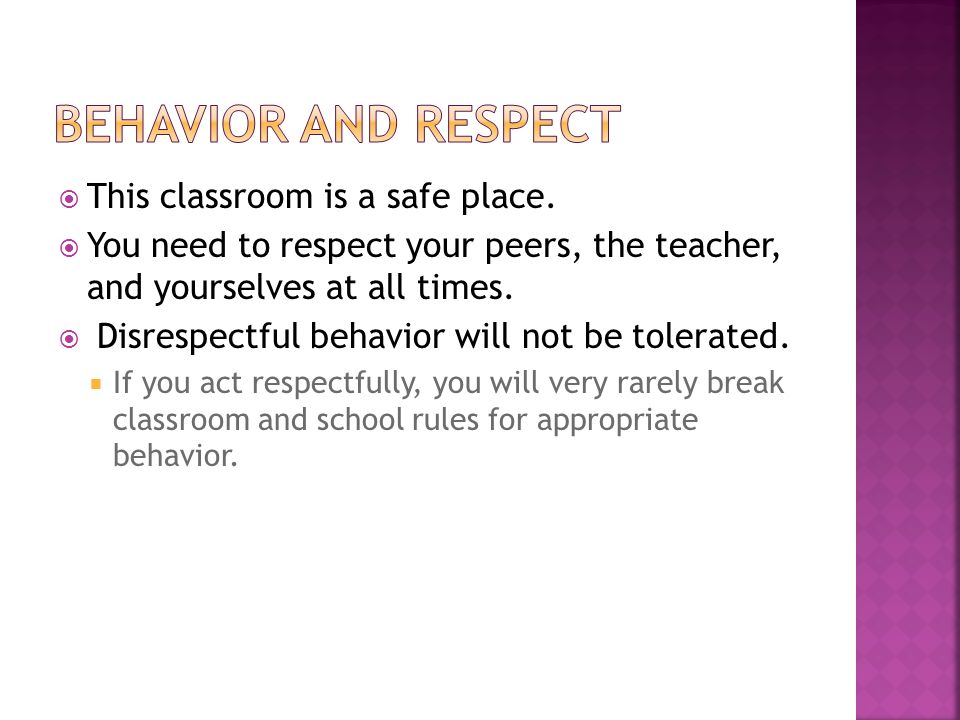  This classroom is a safe place.