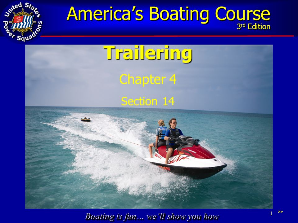 Boating is fun… we’ll show you how America’s Boating Course 3 rd Edition 1Trailering Chapter 4 Section 14 >>