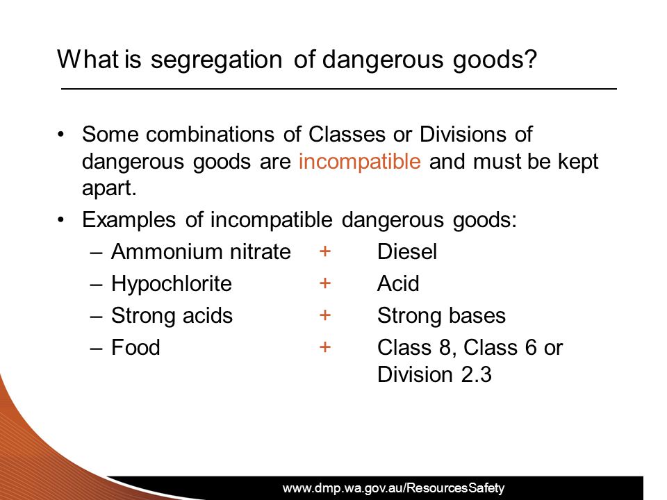 Dangerous Goods Segregation Chart Wa