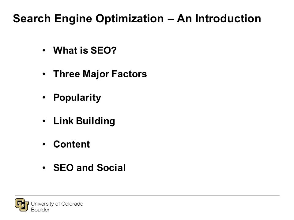 Search Engine Optimization – An Introduction What is SEO.