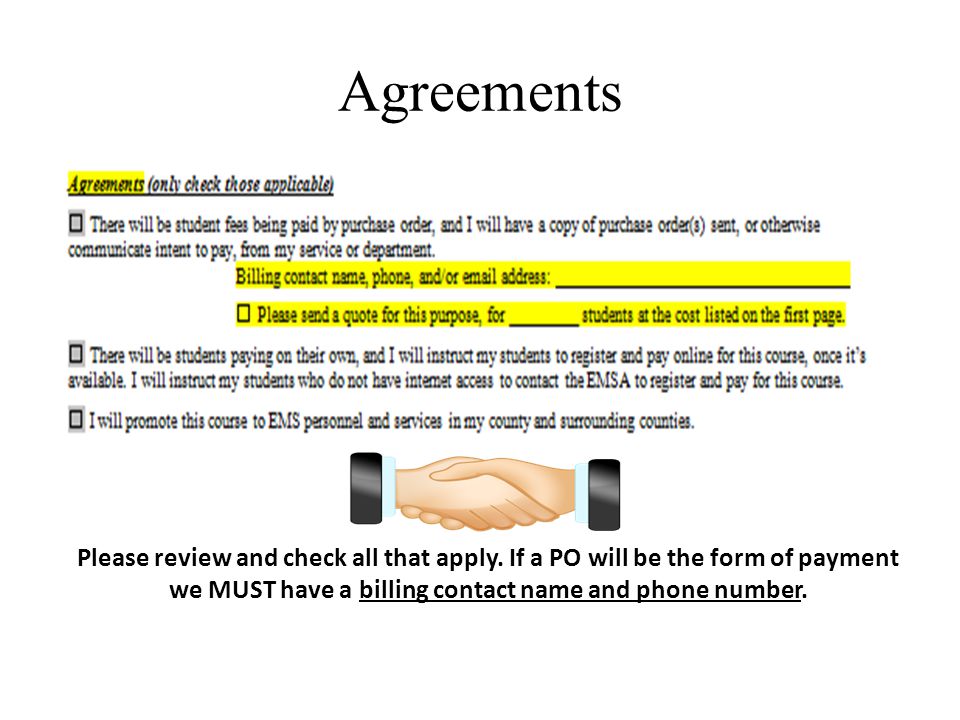 Agreements Please review and check all that apply.