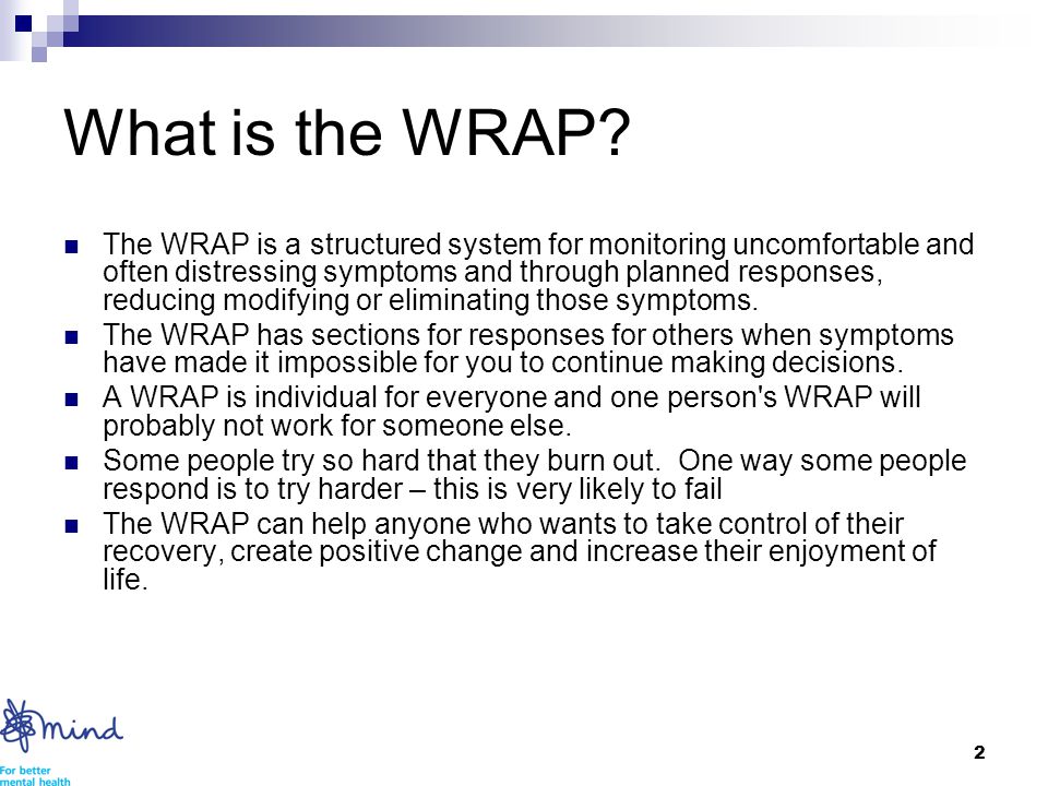 Introduction to the WRAP Wellness Recovery Action Plan By Richard Brabrook  July ppt download