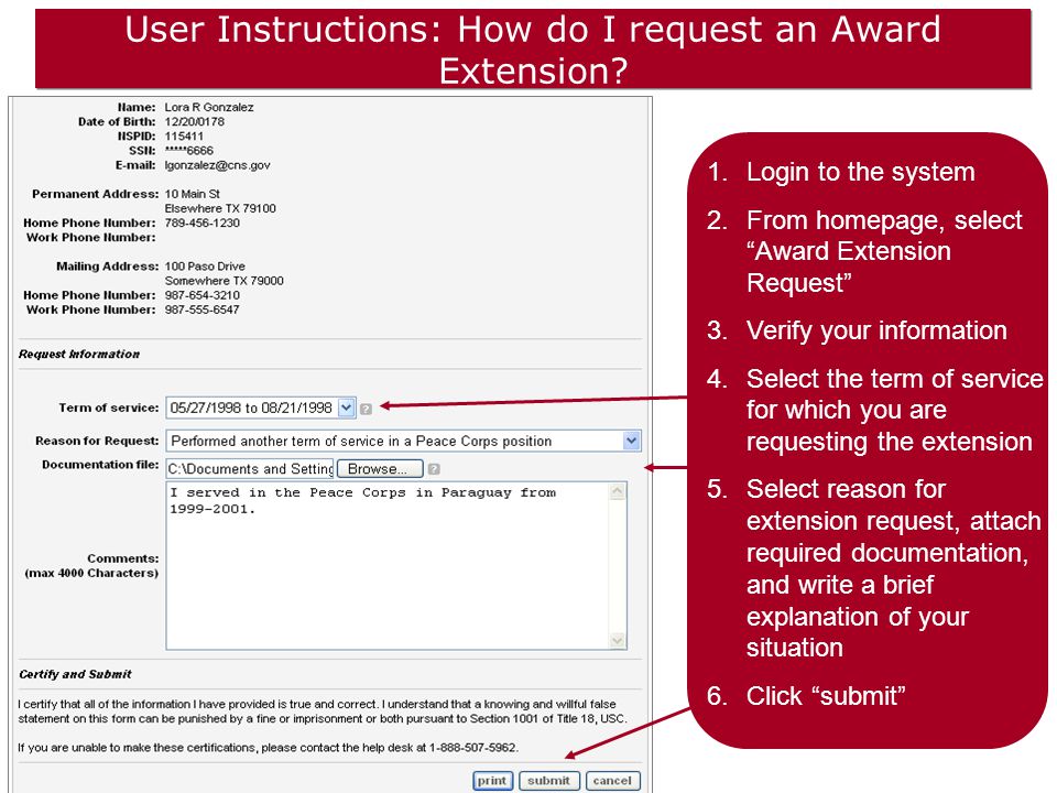 User Instructions: How do I request an Award Extension.