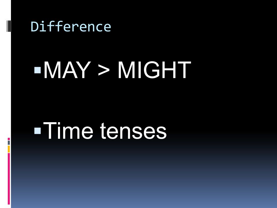 Difference  MAY > MIGHT  Time tenses
