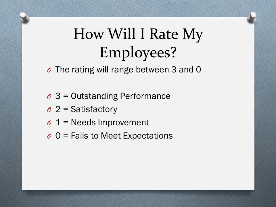 How Will I Rate My Employees.