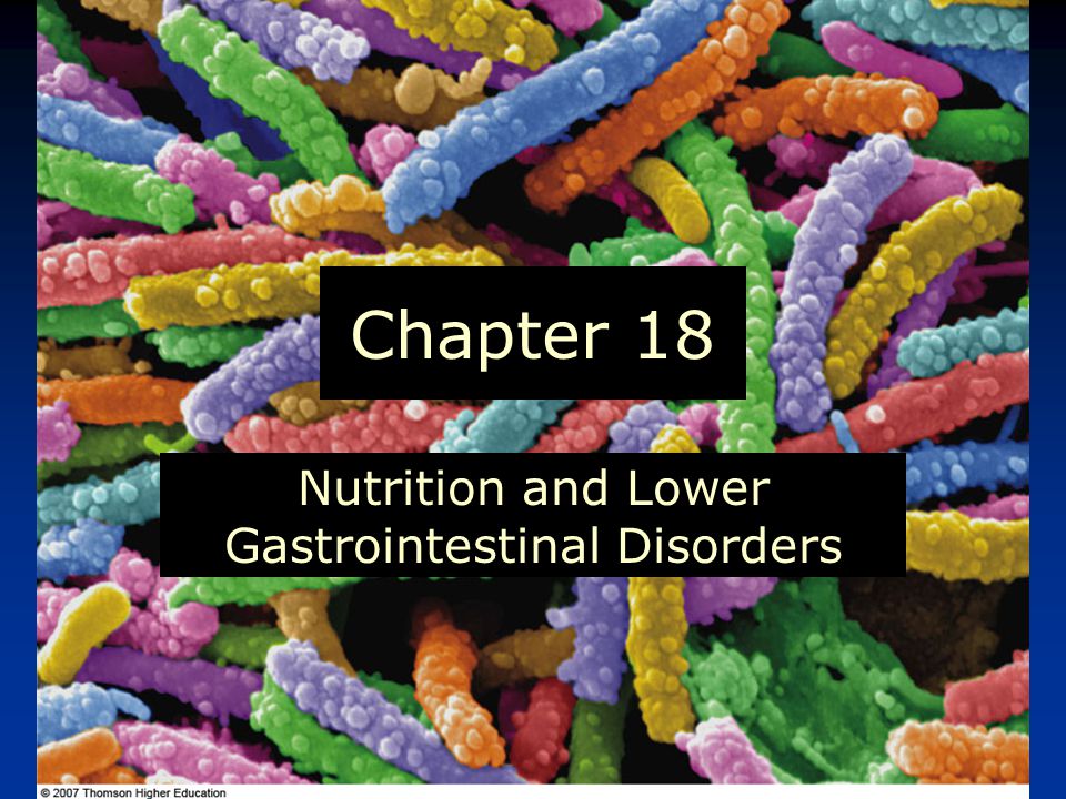 © 2007 Thomson - Wadsworth Chapter 18 Nutrition and Lower Gastrointestinal Disorders