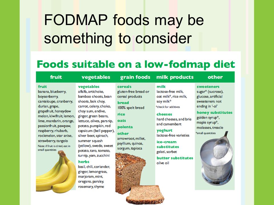 FODMAP foods may be something to consider