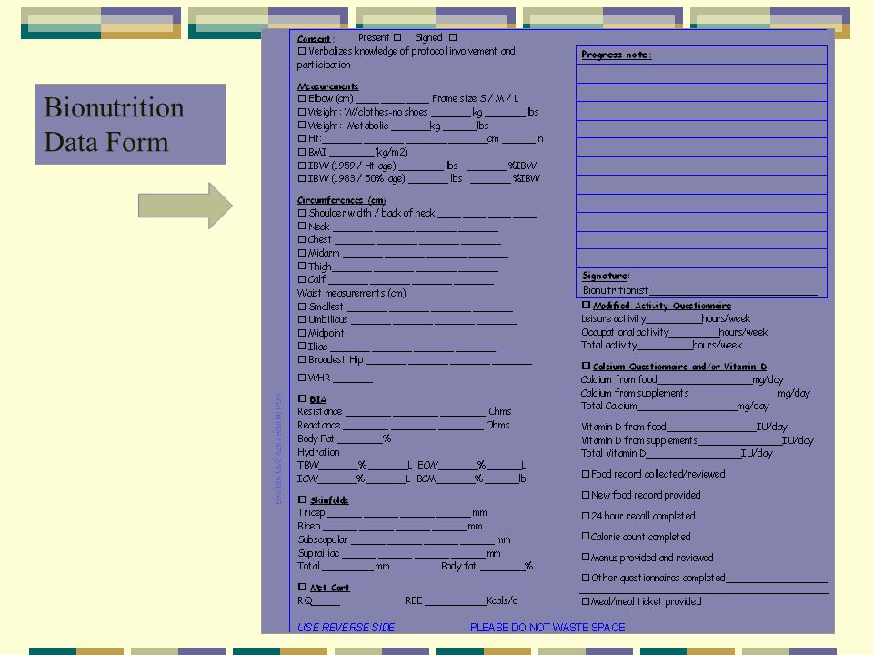 Bionutrition Data Form