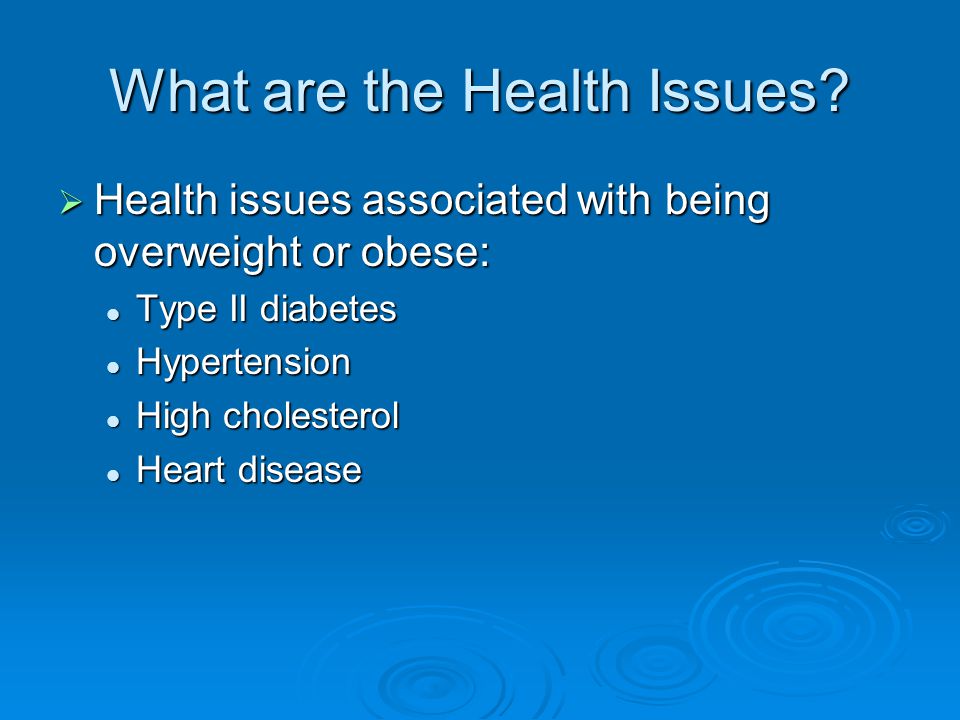 What are the Health Issues.