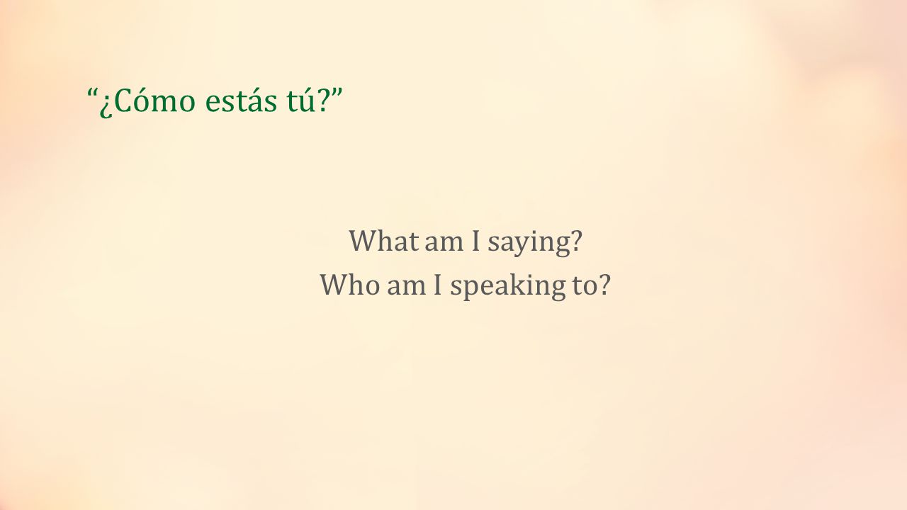 ¿Cómo estás tú What am I saying Who am I speaking to