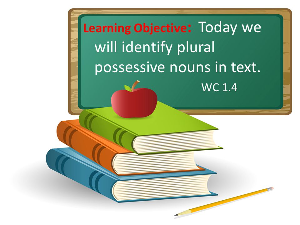 Learning Objective : Today we will identify plural possessive nouns in text. WC 1.4