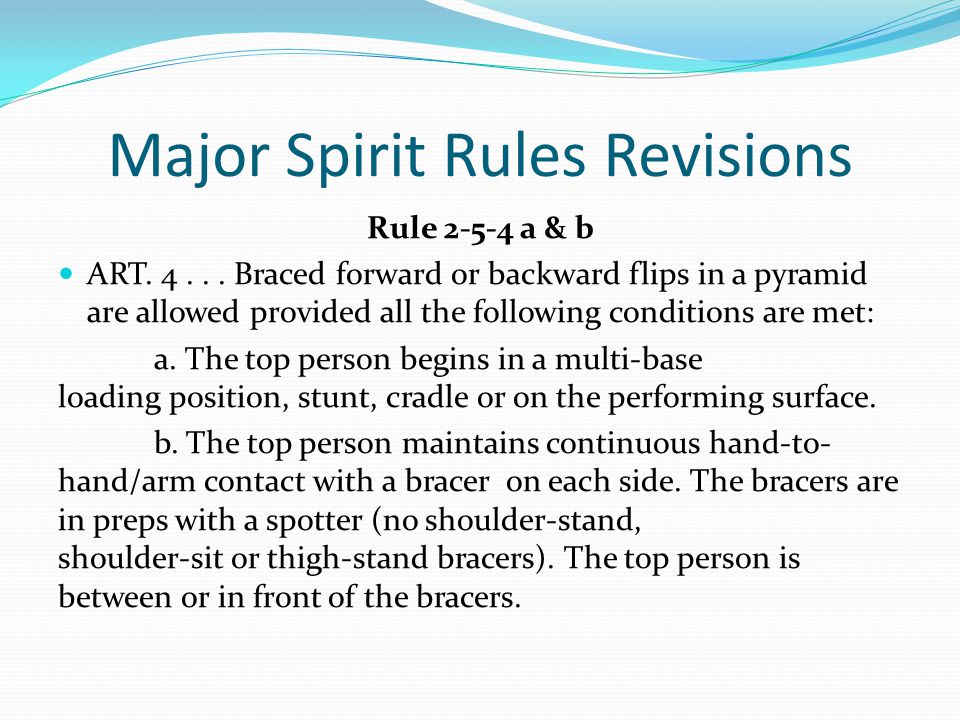 Major Spirit Rules Revisions Rule a & b ART.