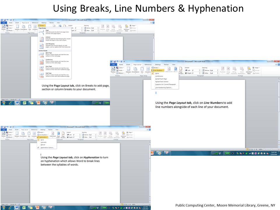 Using Breaks, Line Numbers & Hyphenation
