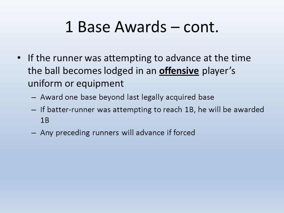 1 Base Awards – cont.