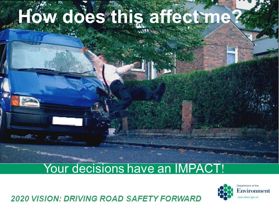 Your decisions have an IMPACT ! How does this affect me 2020 VISION: DRIVING ROAD SAFETY FORWARD