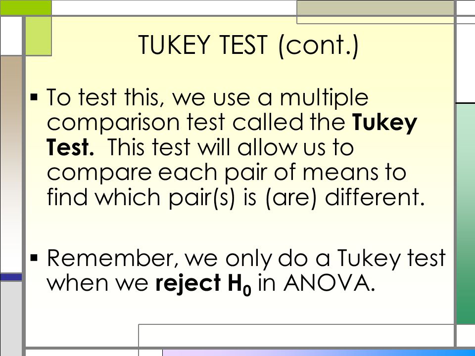 AGENDA I.Homework II.Exam 1 III.Tukey Test. HOMEWORK 9.26, 9.46, 9.58 (do  not do the p-value part), and10.14 Due Friday, Feb ppt download