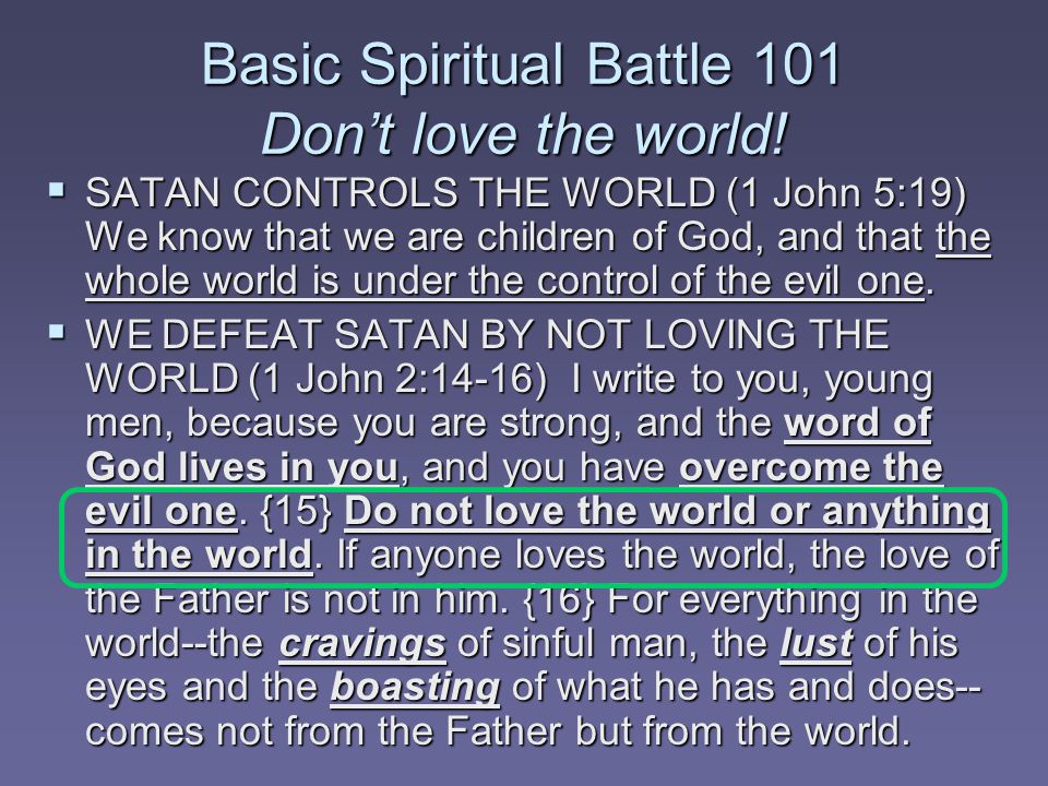 Basic Spiritual Battle 101 Don’t love the world.